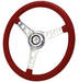  Parts -  Steering Wheel. Flaming River -Corvette, 15" Diam. With 6 Bolt Mounting Flange Leather Wrap -Red