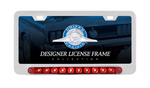  Parts -  License Plate Frame - Chrome With Split Turn Function 10 Red LED Lights and Red Lens 