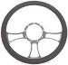  Parts -  Steering Wheel, 14" Chrome Aluminum "Trinity" Style With Leather Grip