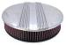  Parts -  Air Cleaner, Polished Aluminum 14" X 3" Round -Finned, Washable Element and Off-Set Base