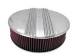  Parts -  Air Cleaner, Polished Aluminum 14" X 4" Round-Finned, Washable Element and Flat Base