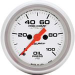  Parts -  Instrument Gauges - Auto Meter Ultra Lite Series 2-1/16" Oil Pressure Gauge. Electric 0-100 Psi., Full Sweep